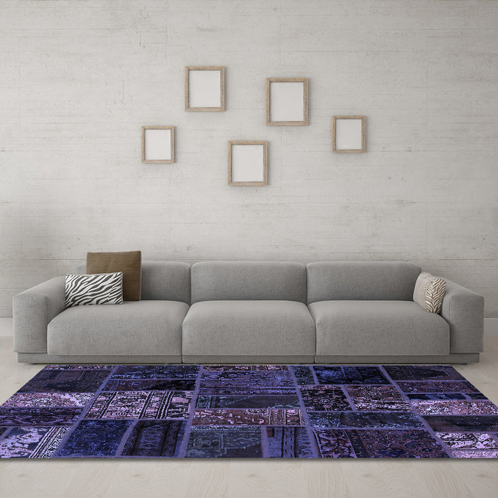 Machine Washable Oriental Blue Modern Rug in a Living Room, wshabs5657blu