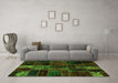 Machine Washable Oriental Green Modern Area Rugs in a Living Room,, wshabs5657grn