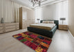 Abstract Burgundy Red Oriental Rug in a Bedroom, abs5657