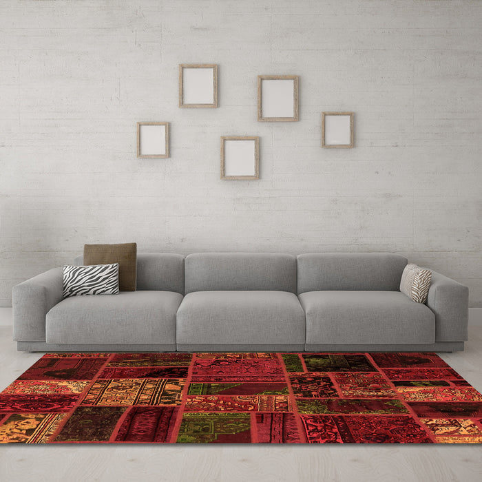Machine Washable Oriental Orange Modern Area Rugs in a Living Room, wshabs5657org