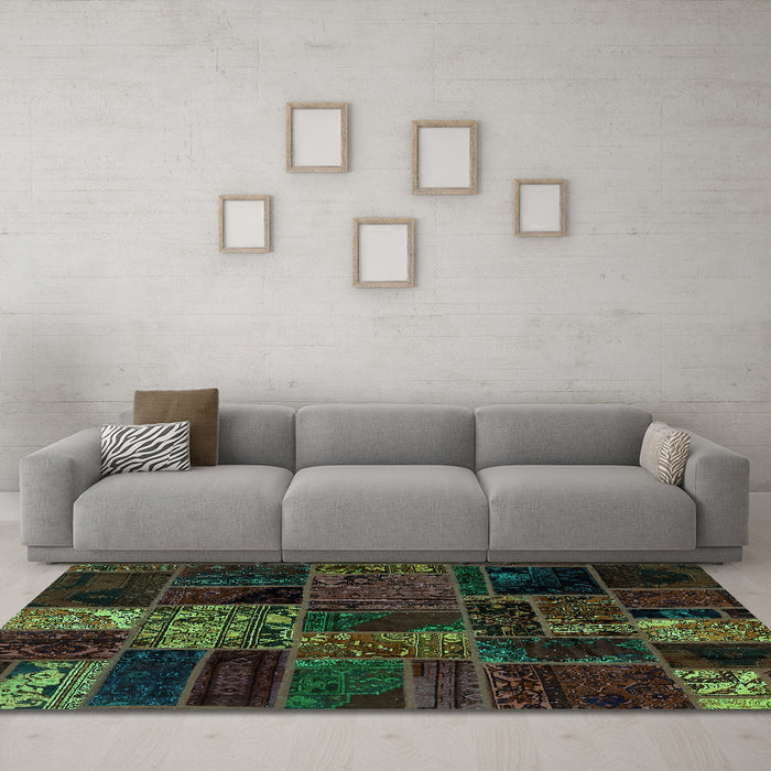 Machine Washable Oriental Turquoise Modern Area Rugs in a Living Room,, wshabs5657turq