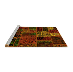 Sideview of Machine Washable Oriental Yellow Modern Rug, wshabs5657yw