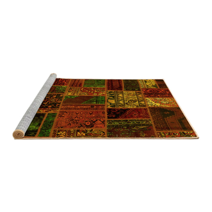 Sideview of Machine Washable Oriental Yellow Modern Rug, wshabs5657yw