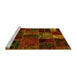 Sideview of Machine Washable Oriental Yellow Modern Rug, wshabs5657yw