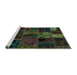 Sideview of Machine Washable Oriental Turquoise Modern Area Rugs, wshabs5657turq