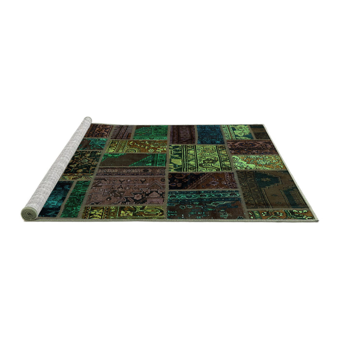 Sideview of Machine Washable Oriental Turquoise Modern Area Rugs, wshabs5657turq