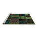 Sideview of Machine Washable Oriental Turquoise Modern Area Rugs, wshabs5657turq