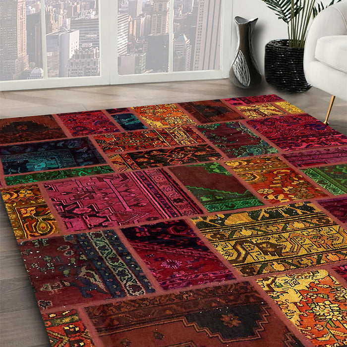 Machine Washable Abstract Burgundy Red Rug in a Family Room, wshabs5657