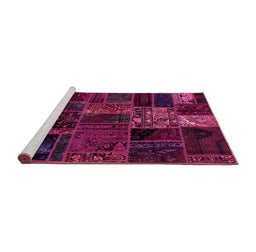 Sideview of Machine Washable Oriental Pink Modern Rug, wshabs5657pnk