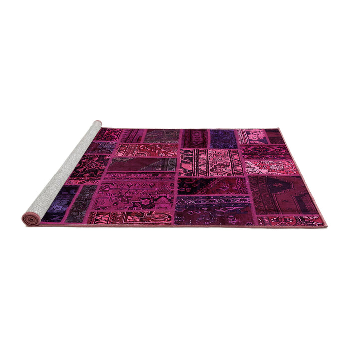 Sideview of Machine Washable Oriental Pink Modern Rug, wshabs5657pnk