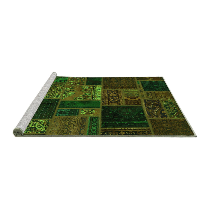 Sideview of Machine Washable Oriental Green Modern Area Rugs, wshabs5658grn