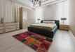 Machine Washable Abstract Sangria Brown Rug in a Bedroom, wshabs5658