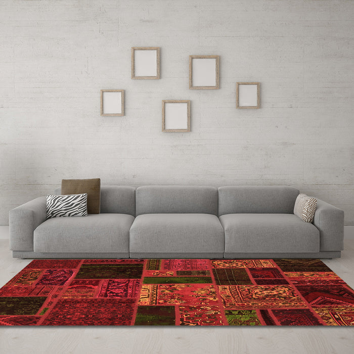 Machine Washable Oriental Orange Modern Area Rugs in a Living Room, wshabs5658org