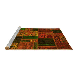 Sideview of Machine Washable Oriental Yellow Modern Rug, wshabs5658yw