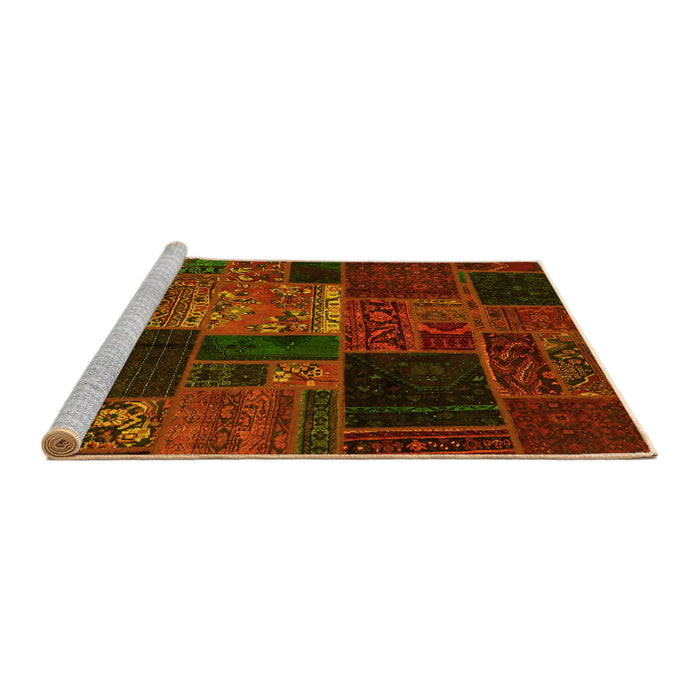 Sideview of Machine Washable Oriental Yellow Modern Rug, wshabs5658yw