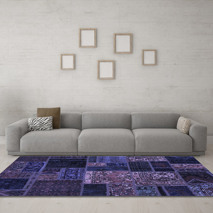 Machine Washable Oriental Blue Modern Rug in a Living Room, wshabs5658blu