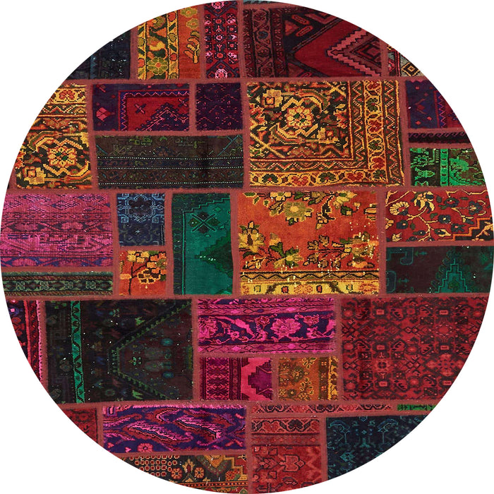 Round Machine Washable Abstract Sangria Brown Rug, wshabs5658
