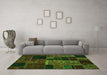 Machine Washable Oriental Green Modern Area Rugs in a Living Room,, wshabs5658grn