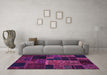 Machine Washable Oriental Purple Modern Area Rugs in a Living Room, wshabs5658pur