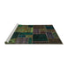 Sideview of Machine Washable Oriental Turquoise Modern Area Rugs, wshabs5658turq