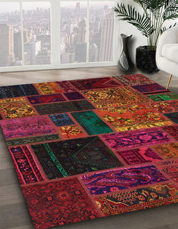 Machine Washable Abstract Sangria Brown Rug in a Family Room, wshabs5658