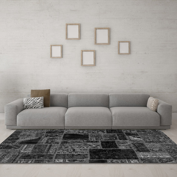 Machine Washable Oriental Gray Modern Rug in a Living Room,, wshabs5659gry