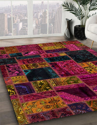 Abstract Dark Sienna Brown Oriental Rug, abs5659