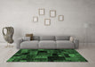 Machine Washable Oriental Emerald Green Modern Area Rugs in a Living Room,, wshabs5659emgrn