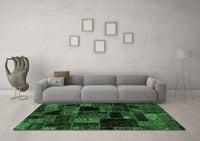 Machine Washable Oriental Emerald Green Modern Rug, wshabs5659emgrn