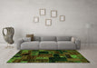 Machine Washable Oriental Green Modern Area Rugs in a Living Room,, wshabs5659grn