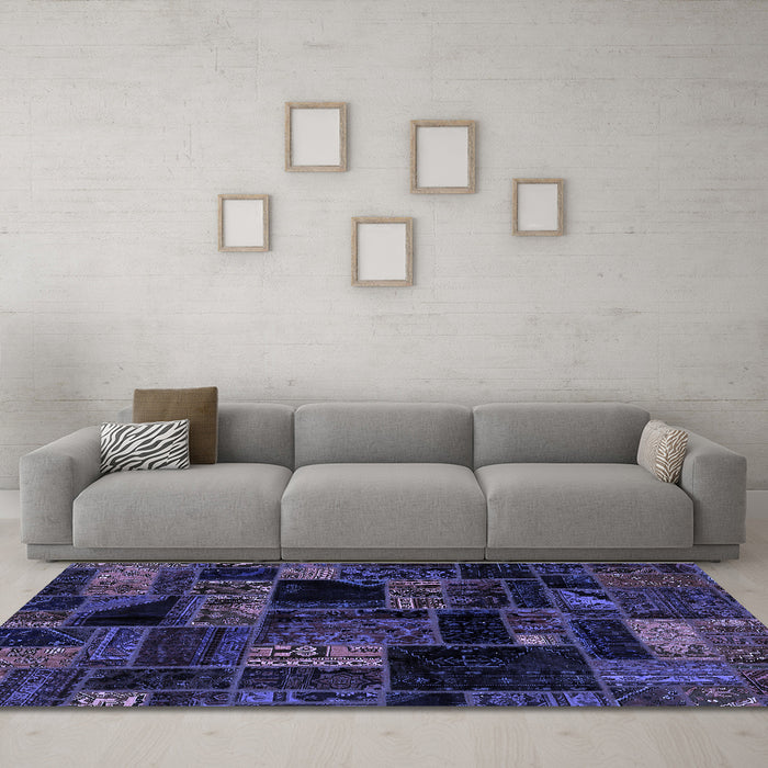 Machine Washable Oriental Blue Modern Rug in a Living Room, wshabs5659blu