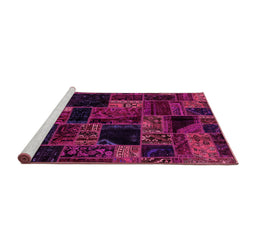 Sideview of Machine Washable Oriental Pink Modern Rug, wshabs5659pnk