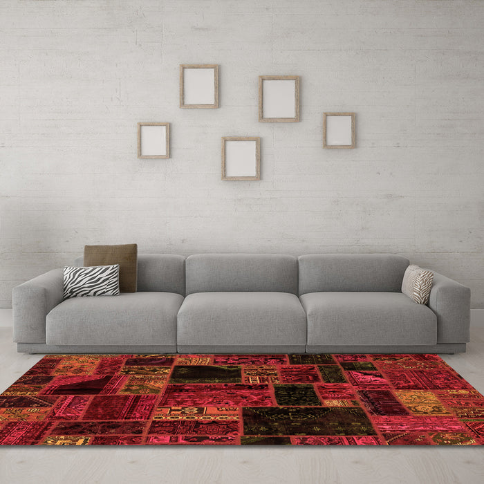 Machine Washable Oriental Orange Modern Area Rugs in a Living Room, wshabs5659org