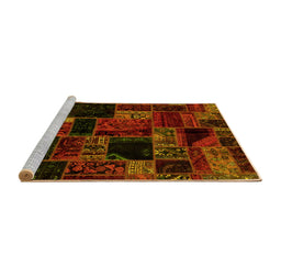 Sideview of Machine Washable Oriental Yellow Modern Rug, wshabs5659yw