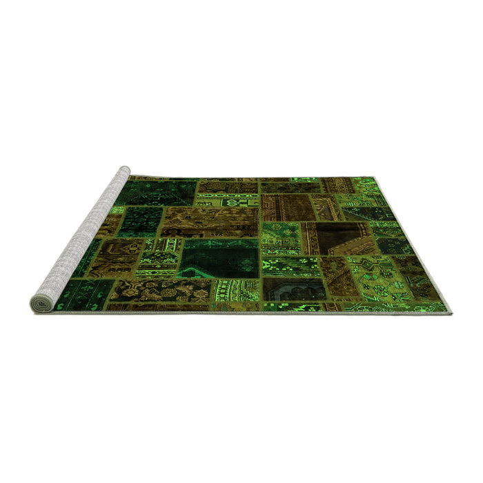 Sideview of Machine Washable Oriental Green Modern Area Rugs, wshabs5659grn