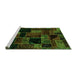 Sideview of Machine Washable Oriental Green Modern Area Rugs, wshabs5659grn