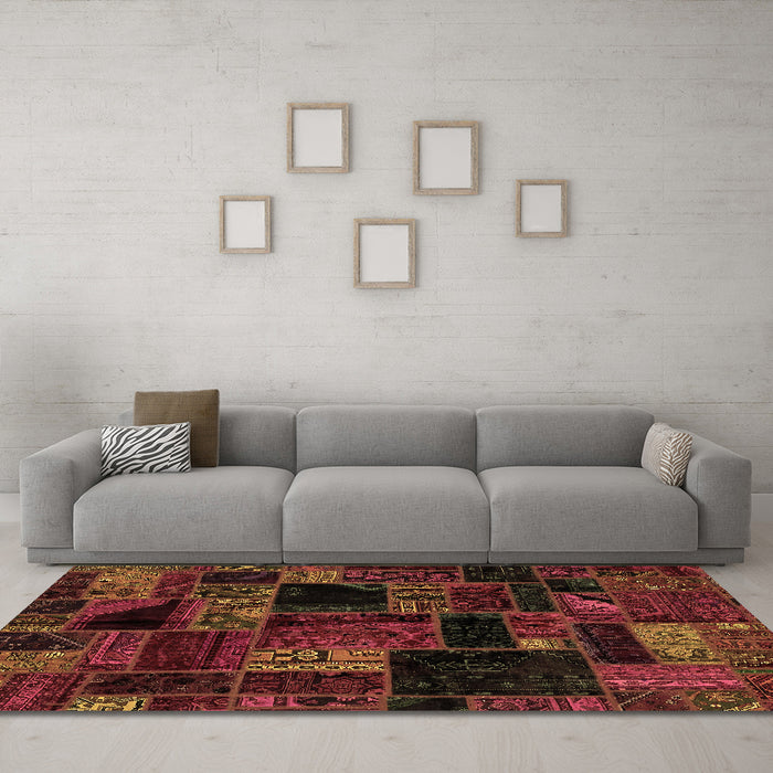 Machine Washable Oriental Brown Modern Rug in a Living Room,, wshabs5659brn
