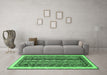 Machine Washable Abstract Emerald Green Modern Area Rugs in a Living Room,, wshabs565emgrn