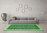 Machine Washable Abstract Emerald Green Modern Rug, wshabs565emgrn