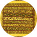 Round Machine Washable Abstract Yellow Modern Rug, wshabs565yw