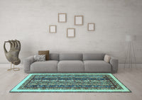 Machine Washable Abstract Light Blue Modern Rug, wshabs565lblu