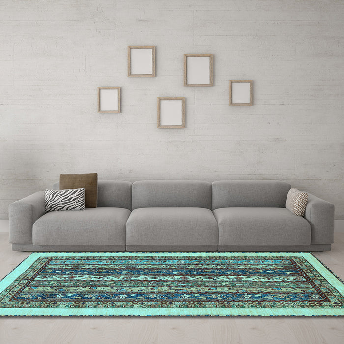Machine Washable Abstract Light Blue Modern Rug in a Living Room, wshabs565lblu