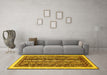 Machine Washable Abstract Yellow Modern Rug in a Living Room, wshabs565yw