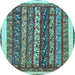 Round Machine Washable Abstract Light Blue Modern Rug, wshabs565lblu