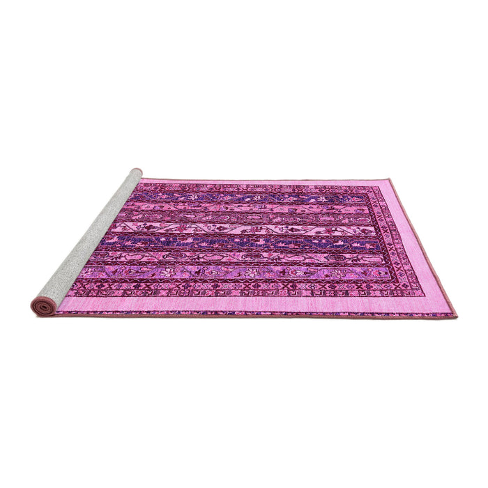 Sideview of Machine Washable Abstract Pink Modern Rug, wshabs565pnk