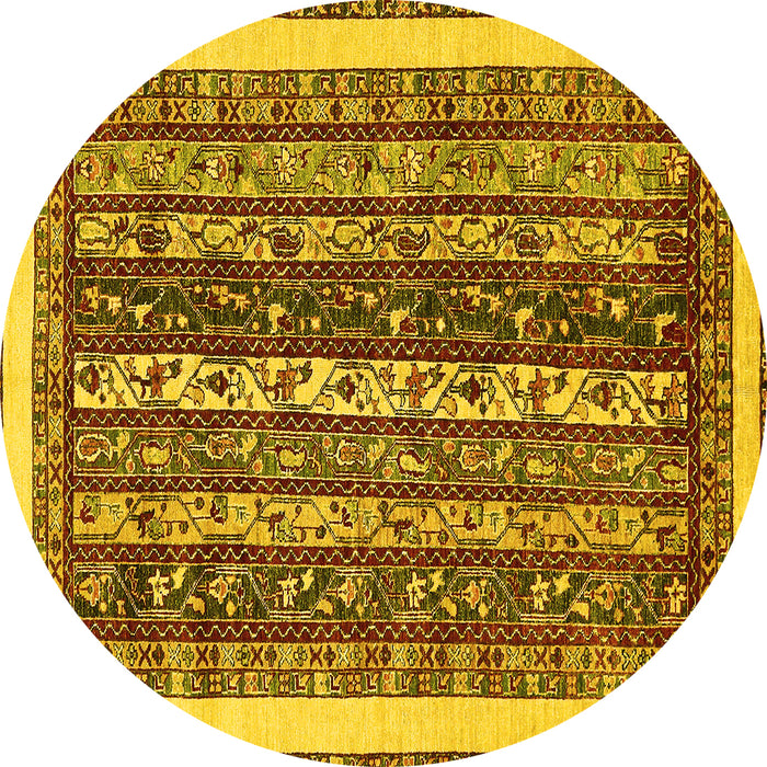 Round Abstract Yellow Modern Rug, abs565yw