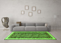 Machine Washable Abstract Green Modern Rug, wshabs565grn