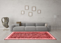 Machine Washable Abstract Red Modern Rug, wshabs565red