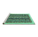 Sideview of Machine Washable Abstract Turquoise Modern Area Rugs, wshabs565turq