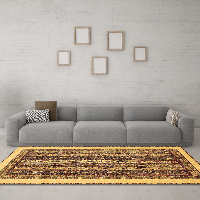 Machine Washable Abstract Brown Modern Rug in a Living Room,, wshabs565brn
